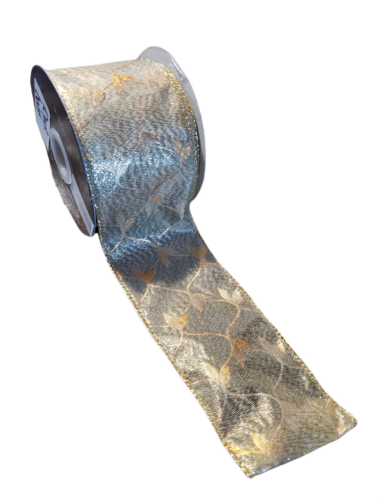Gold Sheer Vine Pattern Ribbon-2.5&quot;