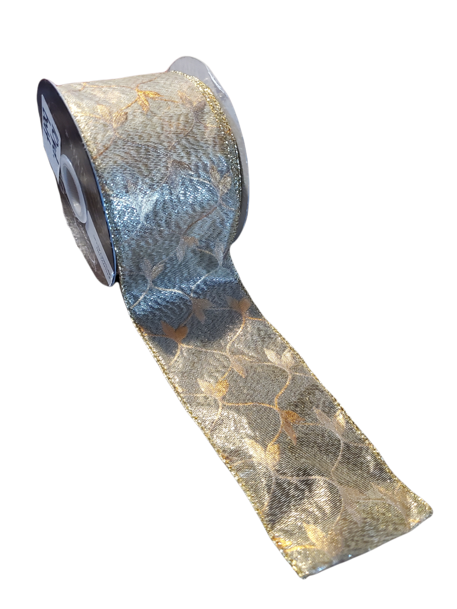 Gold Sheer Vine Pattern Ribbon-2.5"