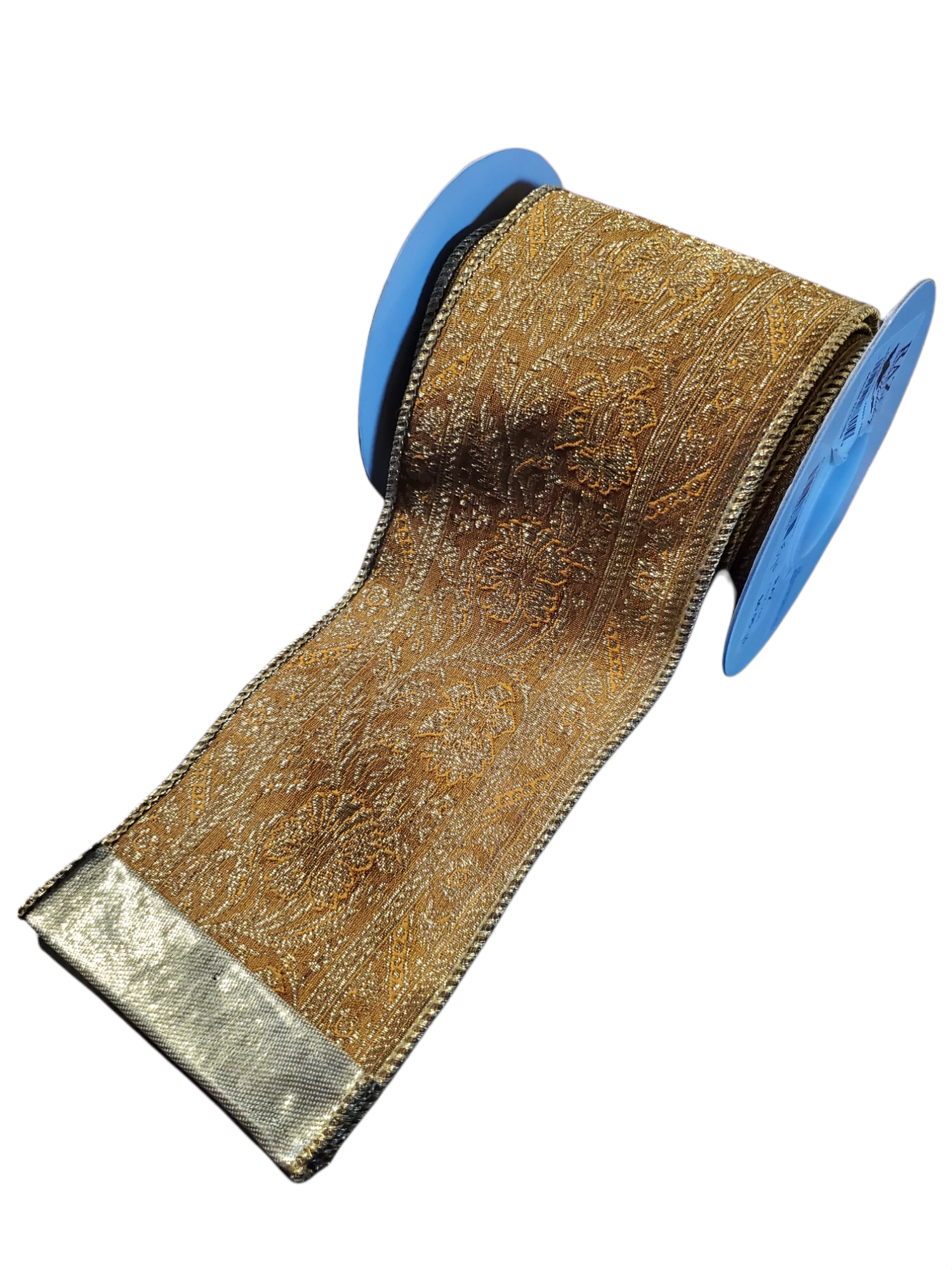 Dark Gold Damask Ribbon--4"