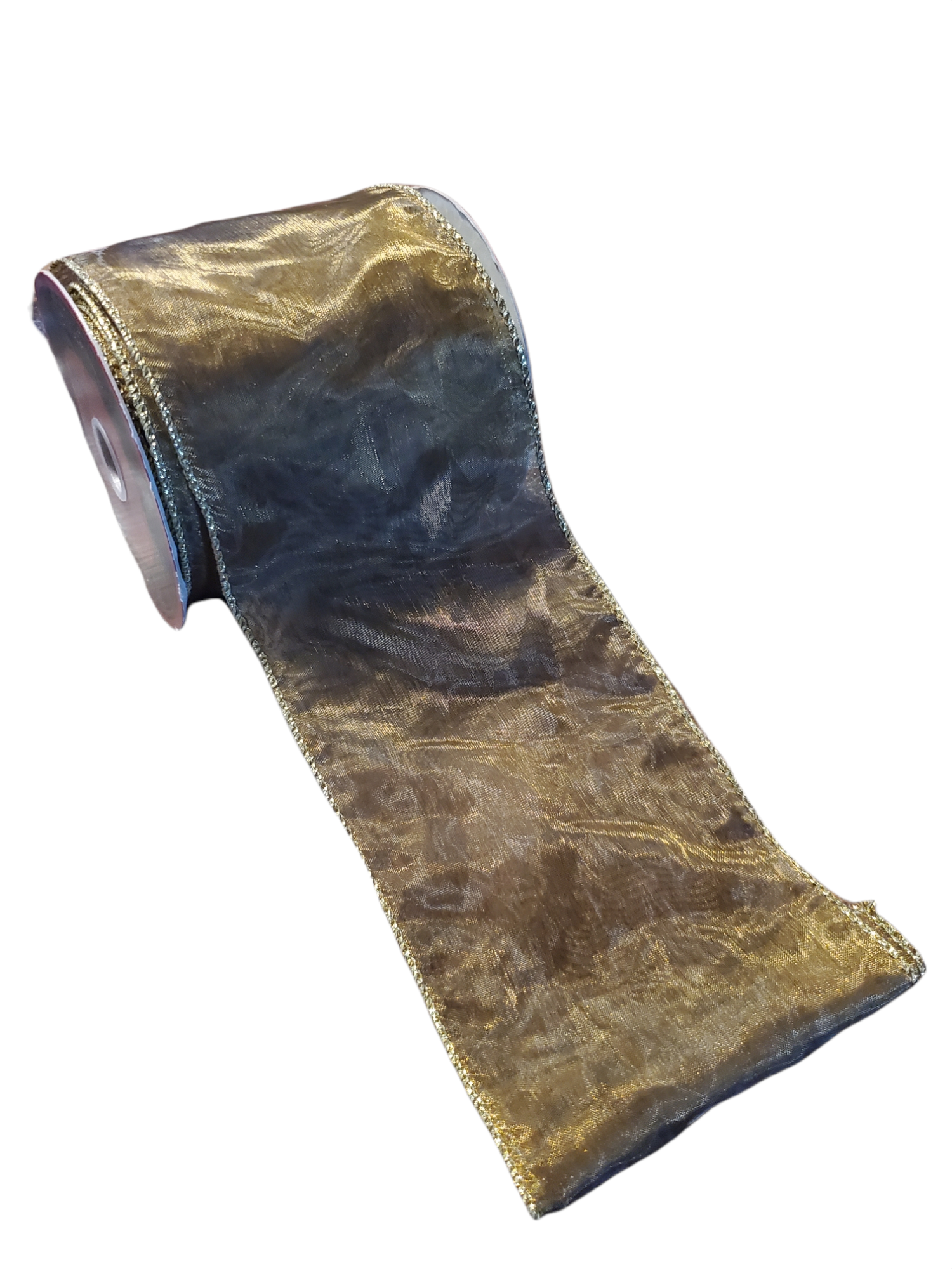 Dark Gold Metallic Sheer Ribbon--4"