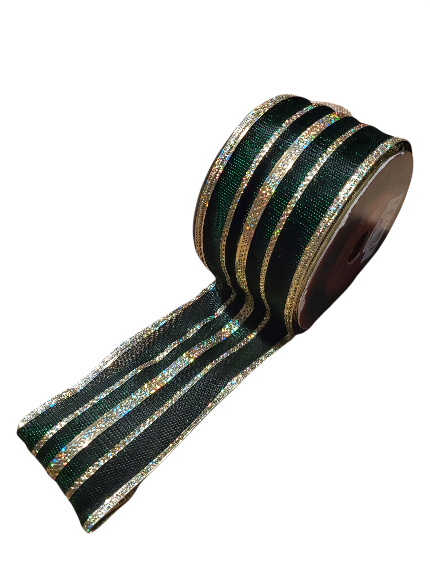 Emerald Green/Gold Stripe Ribbon--2.5"