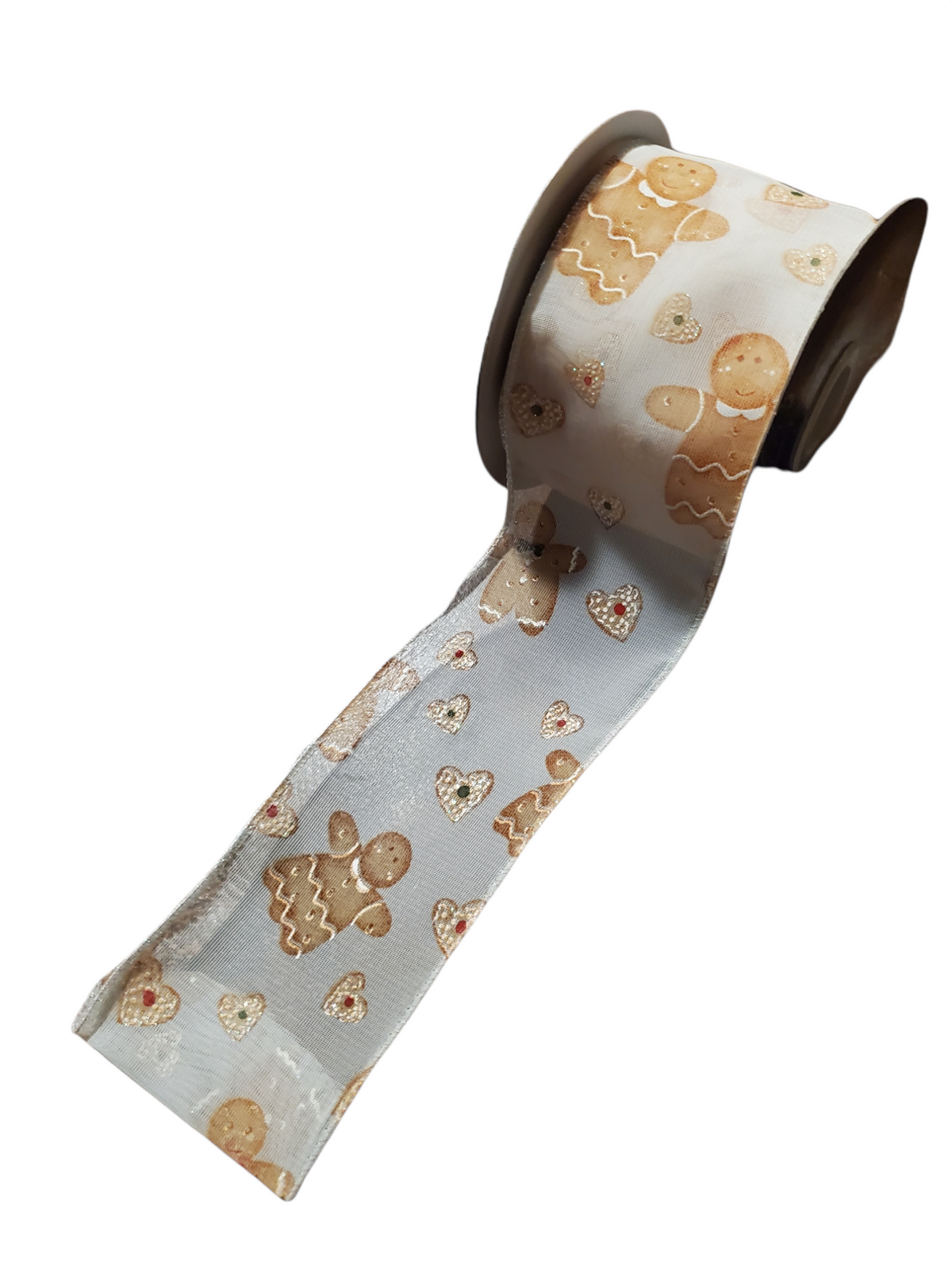 Sheer Gingerbread Pattern Ribbon-2.5&quot;