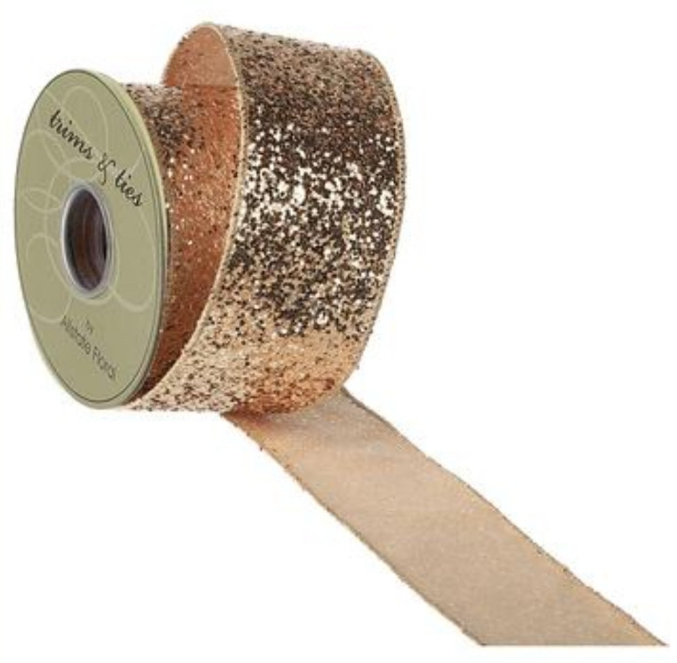 Gold Glitter/Spangle Ribbon--2.5&quot;