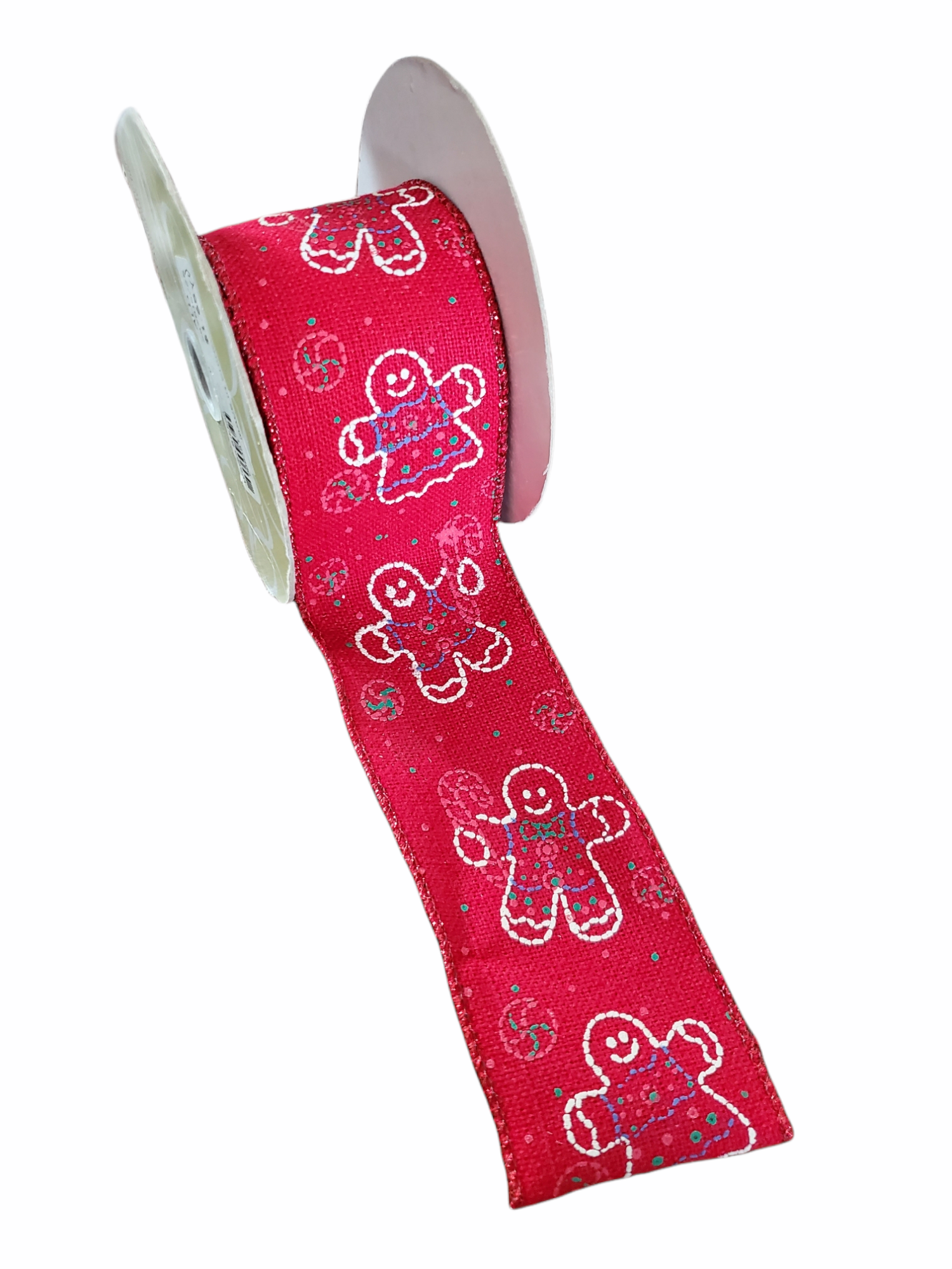 Red Ribbon with Gingerbread design --2.5" wide