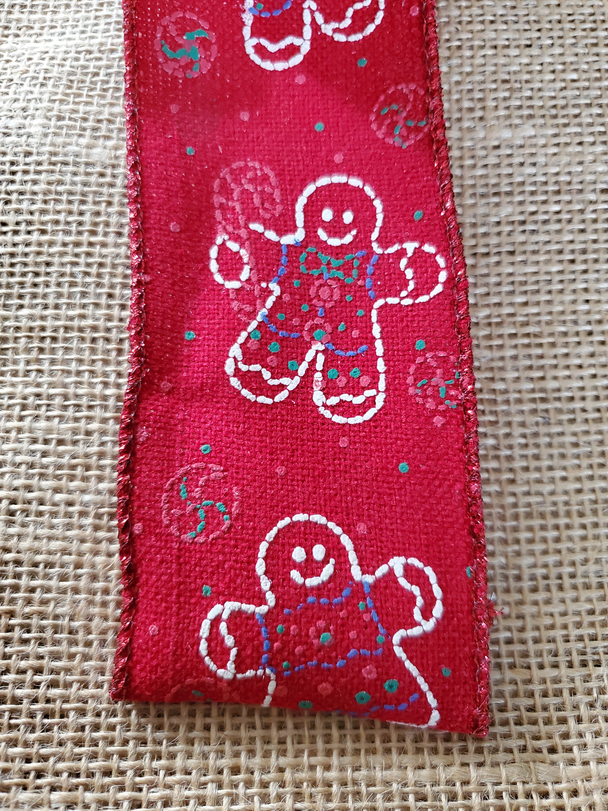 Red Ribbon with Gingerbread design --2.5&quot; wide