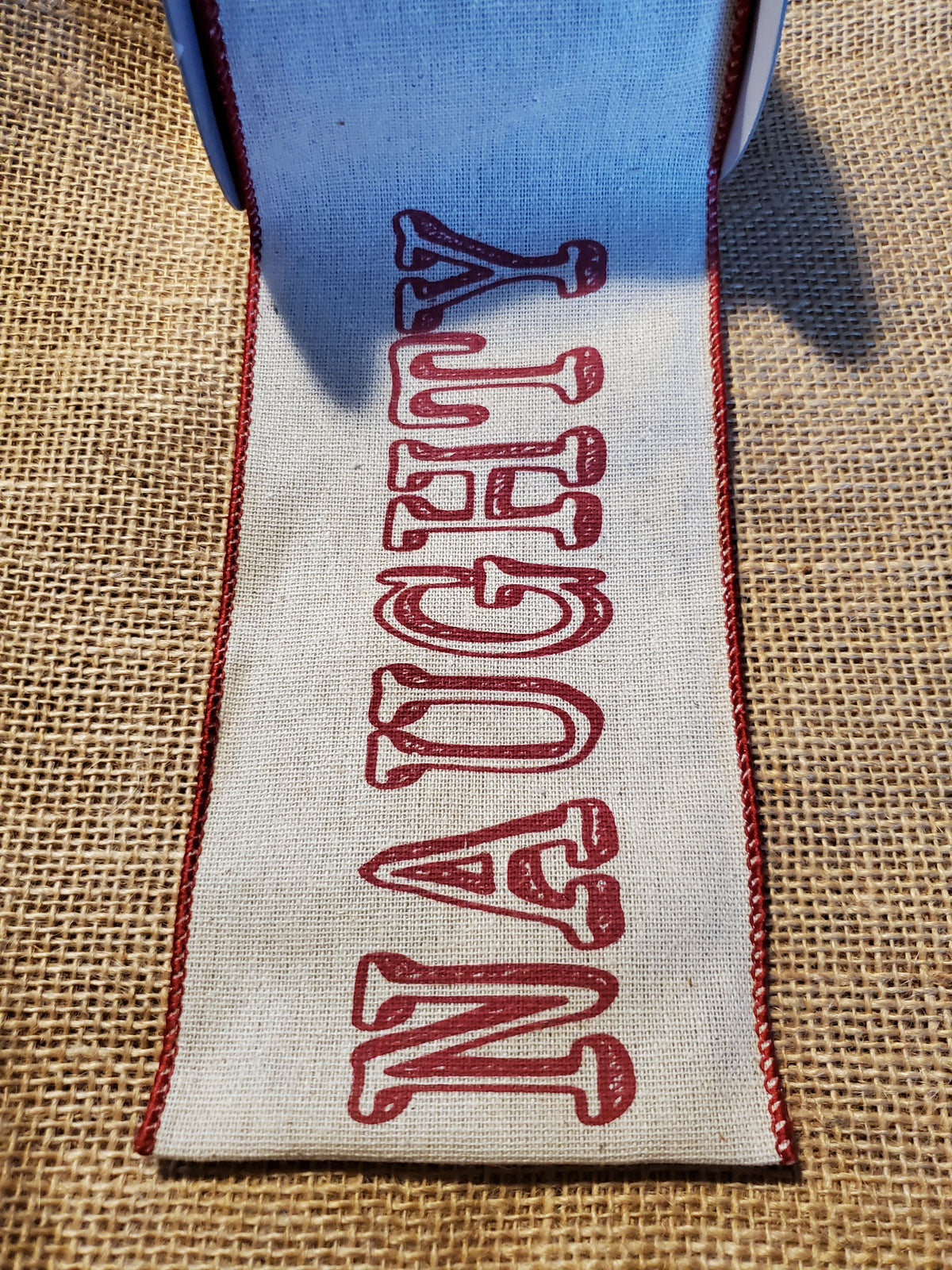 &quot;Naughty&quot; Linen Ribbon--4&quot; #rw5216