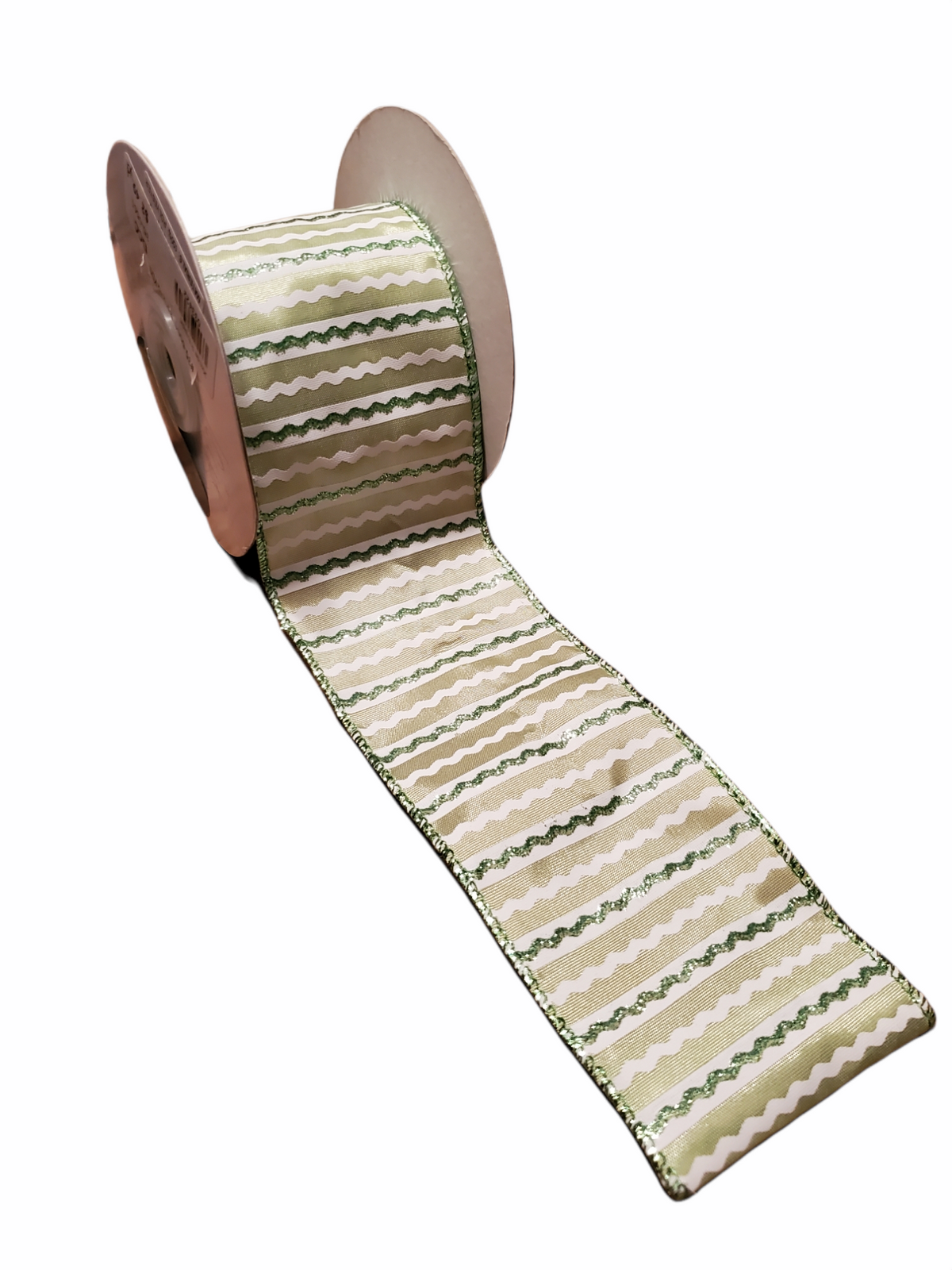 Green &amp; White Candy Stripe Ribbon--2.5&quot; wide