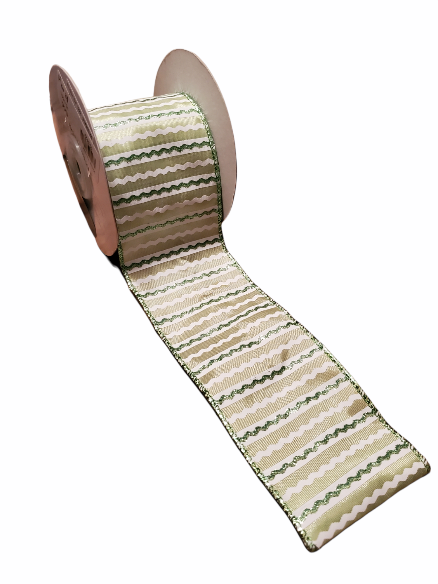 Green & White Candy Stripe Ribbon--2.5" wide