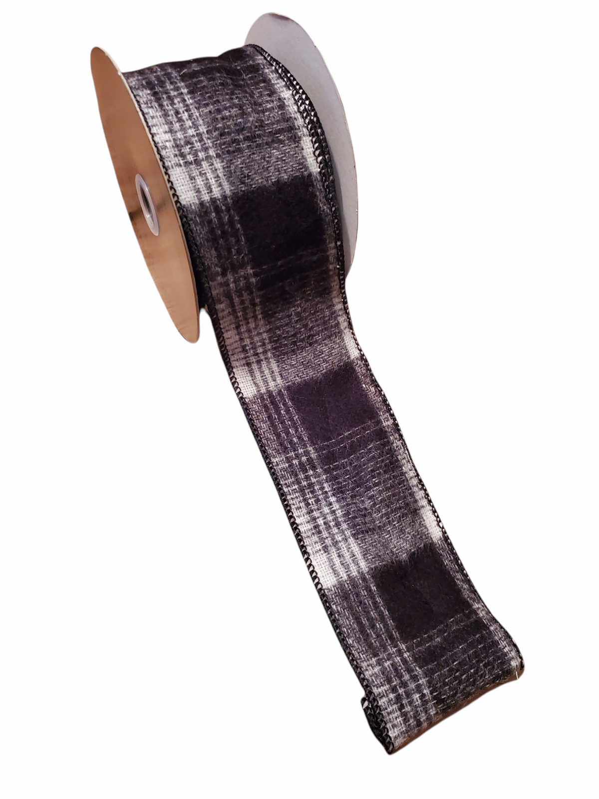 Black &amp; White Flannel Plaid Ribbon--2.5&quot;
