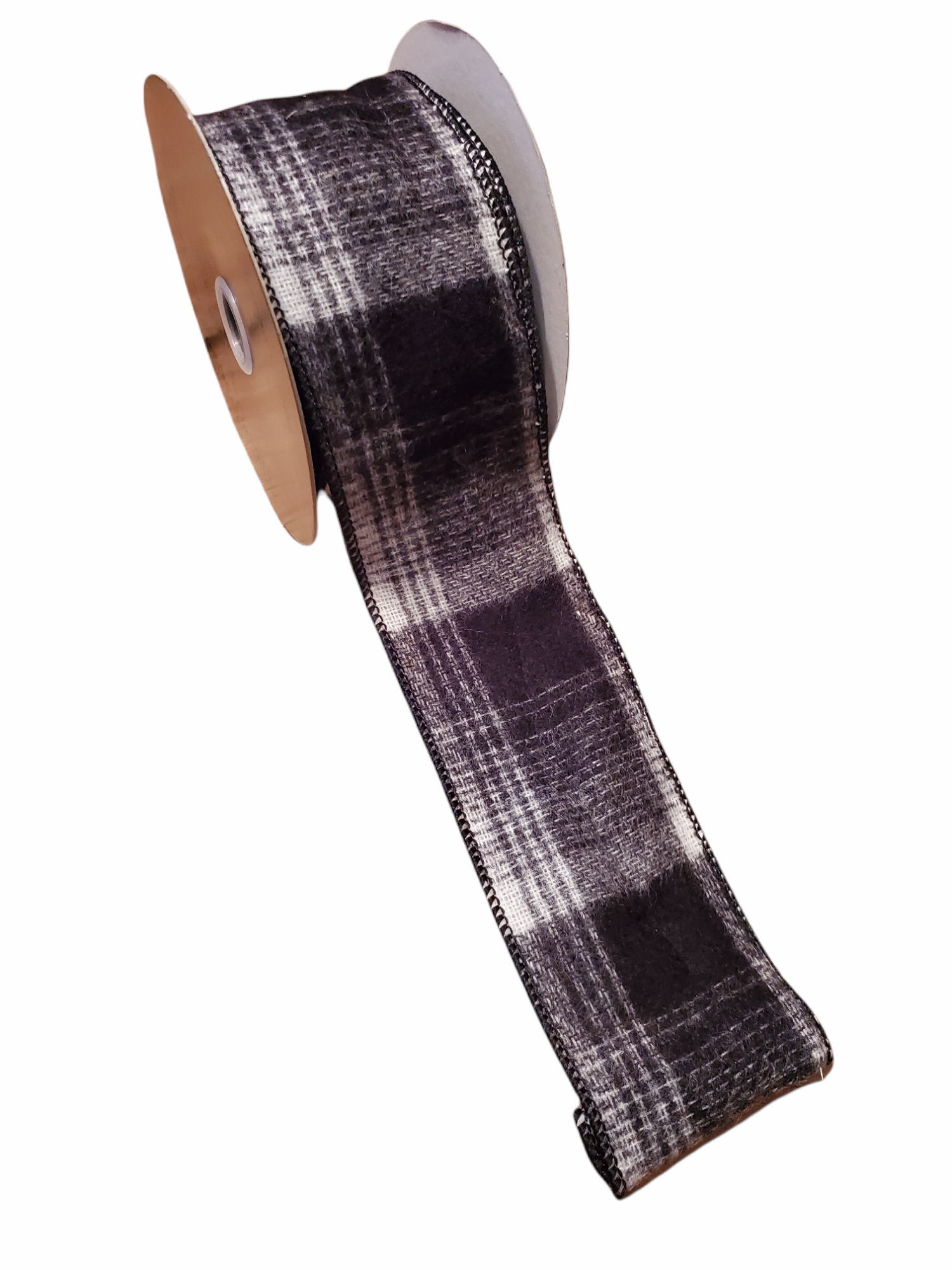 Black & White Flannel Plaid Ribbon--2.5"