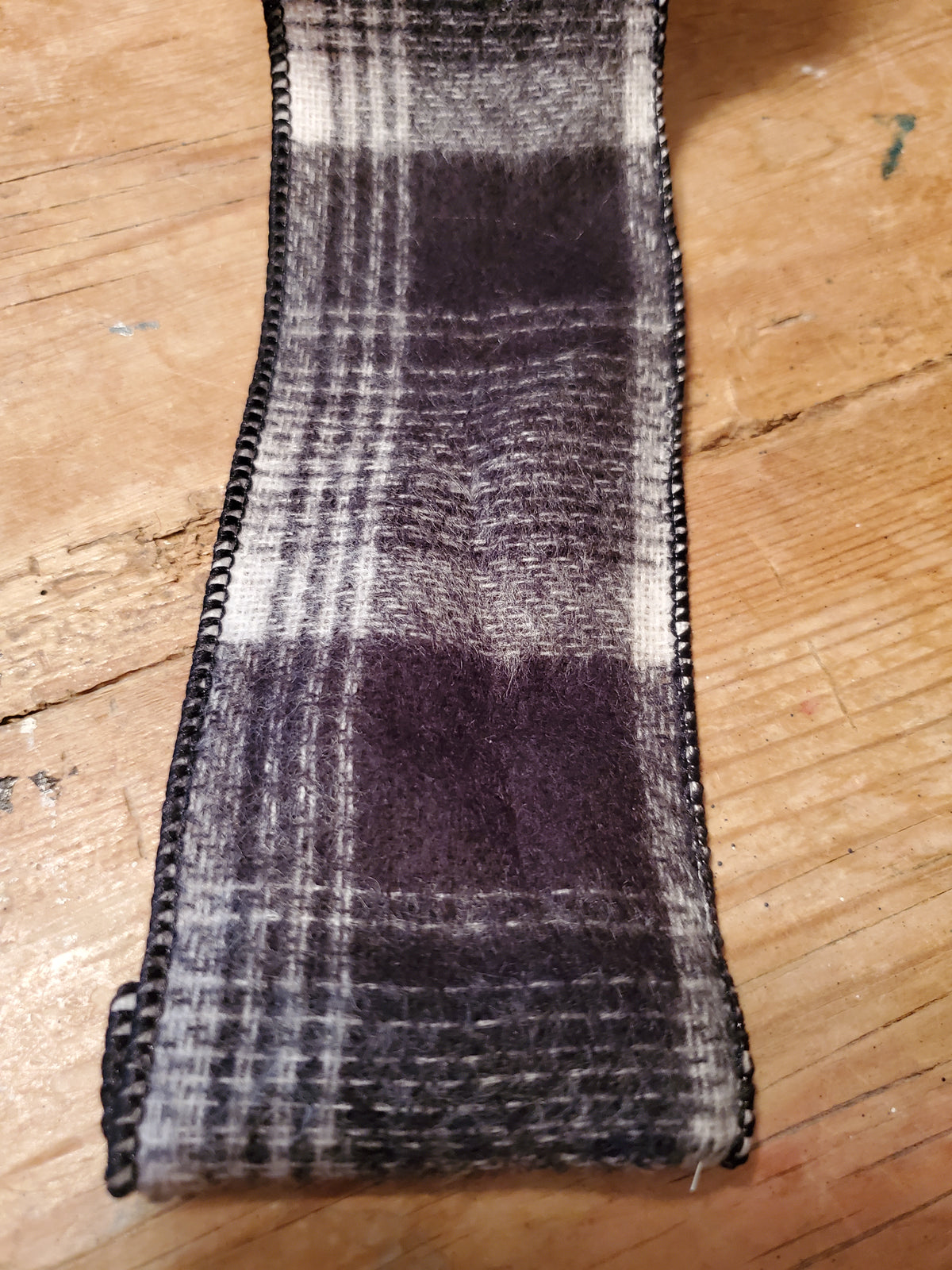 Black &amp; White Flannel Plaid Ribbon--2.5&quot;