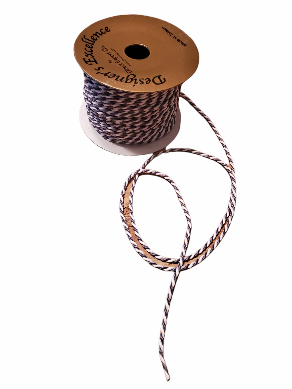 Grey &amp; White cording-1/8&quot;