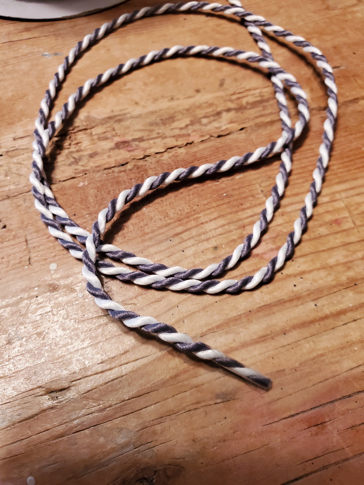 Grey &amp; White cording-1/8&quot;