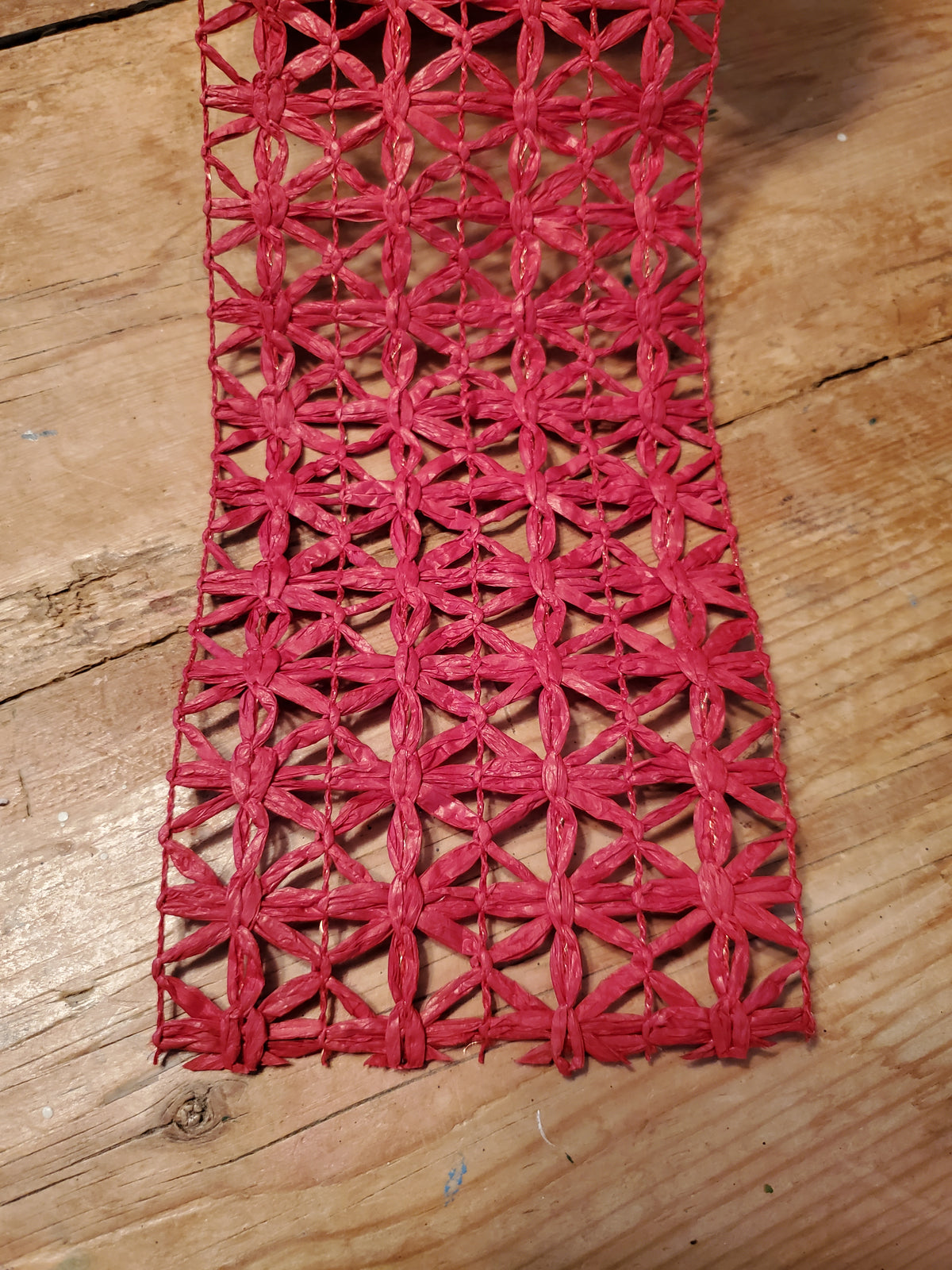Soft Red Lattice Ribbon--4&quot;